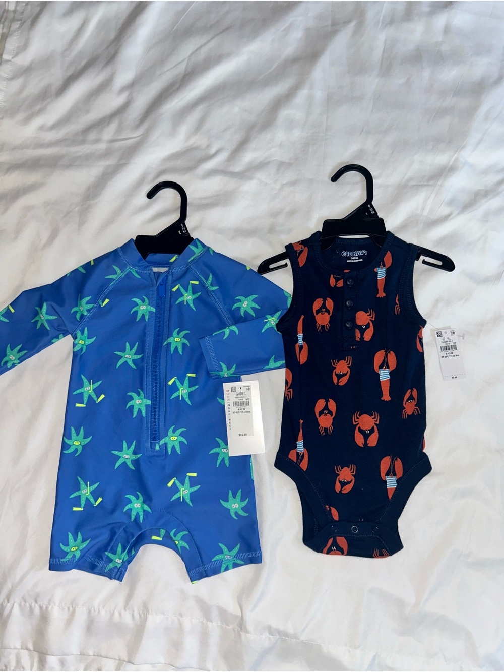Old Navy Navy Lobster Print Sleeveless One-Piece Bodysuit W/ starfish bathing